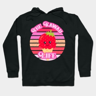 The Kawaii Life Strawberry Ice Cream: Cute Pink Retro Vintage Sunset Hoodie